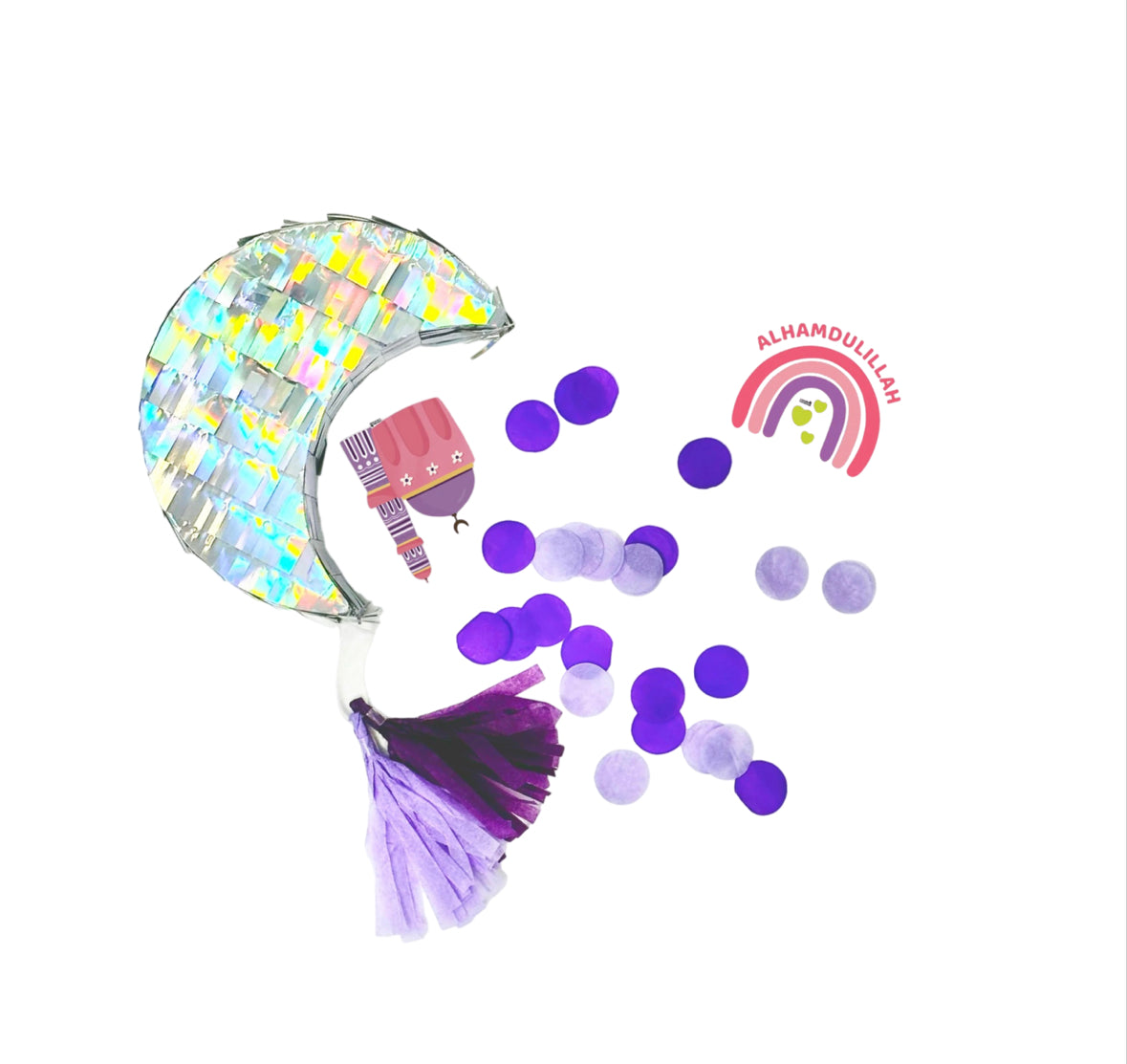 Eidi Moon Piñata -Iridescent Confetti filled