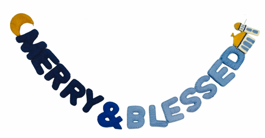 Merry and Blessed -Handcrafted Wool Felt Garland