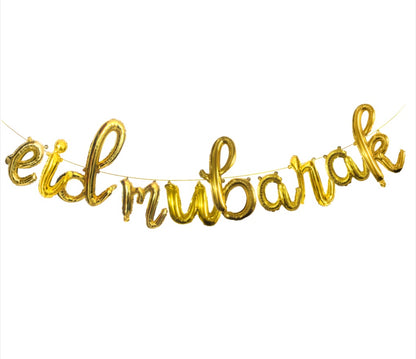 Cursive Eid Mubarak Balloon Banner