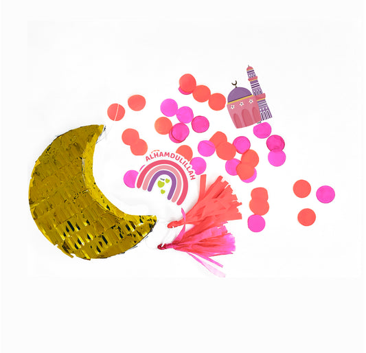 Eidi Moon Piñata -Gold Confetti filled